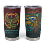 Egyptian Wadjet Winged Cobra Tumbler Cup with Eye of Horus in Fiery Royal Protector Theme