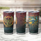 Egyptian Wadjet Winged Cobra Tumbler Cup with Eye of Horus in Fiery Royal Protector Theme