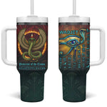 Egyptian Wadjet Winged Cobra Tumbler With Handle with Eye of Horus in Fiery Royal Protector Theme
