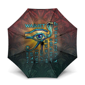 Egyptian Wadjet Winged Cobra Umbrella with Eye of Horus in Fiery Royal Protector Theme