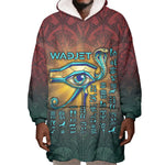 Egyptian Wadjet Winged Cobra Wearable Blanket Hoodie with Eye of Horus in Fiery Royal Protector Theme