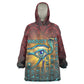 Egyptian Wadjet Winged Cobra Wearable Blanket Hoodie with Eye of Horus in Fiery Royal Protector Theme