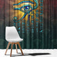 Egyptian Wadjet Winged Cobra Window Curtain with Eye of Horus in Fiery Royal Protector Theme