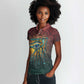 Egyptian Wadjet Winged Cobra Women Polo Shirt with Eye of Horus in Fiery Royal Protector Theme
