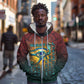 Egyptian Wadjet Winged Cobra Zip Hoodie with Eye of Horus in Fiery Royal Protector Theme