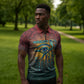 Egyptian Wadjet Winged Cobra Zipper Polo Shirt with Eye of Horus in Fiery Royal Protector Theme