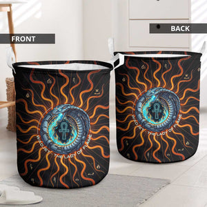 Wadjet Fiery Serpent Laundry Basket Egyptian Ankh Symbol in Dark Flame Protector Theme