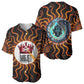 Wadjet Fiery Serpent Baseball Jersey Egyptian Ankh Symbol in Dark Flame Protector Theme