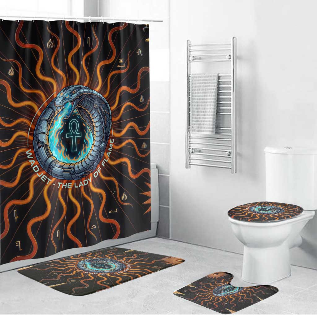 Wadjet Fiery Serpent Bathroom Set Egyptian Ankh Symbol in Dark Flame ...