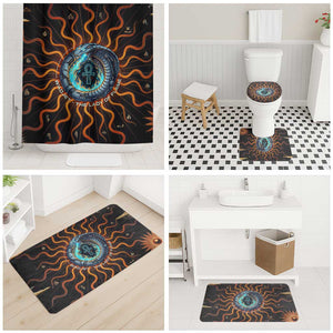 Wadjet Fiery Serpent Bathroom Set Egyptian Ankh Symbol in Dark Flame Protector Theme