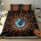 Wadjet Fiery Serpent Bedding Set Egyptian Ankh Symbol in Dark Flame Protector Theme