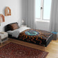 Wadjet Fiery Serpent Bedding Set Egyptian Ankh Symbol in Dark Flame Protector Theme