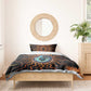 Wadjet Fiery Serpent Bedding Set Egyptian Ankh Symbol in Dark Flame Protector Theme