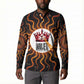 Wadjet Fiery Serpent Button Sweatshirt Egyptian Ankh Symbol in Dark Flame Protector Theme