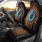 Wadjet Fiery Serpent Car Seat Cover Egyptian Ankh Symbol in Dark Flame Protector Theme