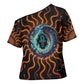 Wadjet Fiery Serpent Cross Shoulder Shirt Egyptian Ankh Symbol in Dark Flame Protector Theme