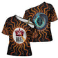 Wadjet Fiery Serpent Cross Shoulder Shirt Egyptian Ankh Symbol in Dark Flame Protector Theme