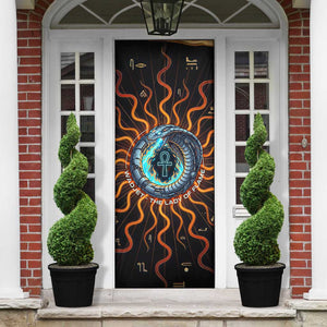 Wadjet Fiery Serpent Door Cover Egyptian Ankh Symbol in Dark Flame Protector Theme