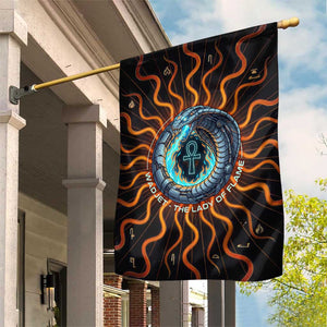 Wadjet Fiery Serpent Garden Flag Egyptian Ankh Symbol in Dark Flame Protector Theme