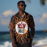 Wadjet Fiery Serpent Hawaiian Shirt Egyptian Ankh Symbol in Dark Flame Protector Theme