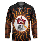 Wadjet Fiery Serpent Hockey Jersey Egyptian Ankh Symbol in Dark Flame Protector Theme