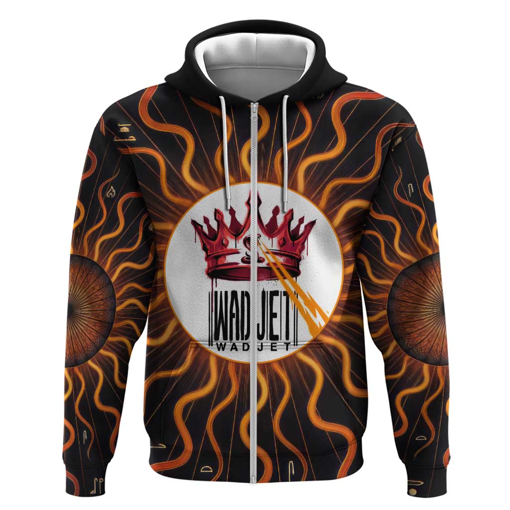 Wadjet Fiery Serpent Hoodie Egyptian Ankh Symbol in Dark Flame Protector Theme