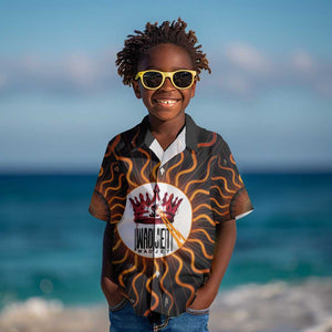 Wadjet Fiery Serpent Kid Hawaiian Shirt Egyptian Ankh Symbol in Dark Flame Protector Theme