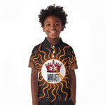 Wadjet Fiery Serpent Kid Polo Shirt Egyptian Ankh Symbol in Dark Flame Protector Theme