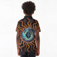 Wadjet Fiery Serpent Kid Polo Shirt Egyptian Ankh Symbol in Dark Flame Protector Theme