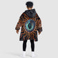 Wadjet Fiery Serpent Kid Wearable Blanket Hoodie Egyptian Ankh Symbol in Dark Flame Protector Theme