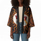 Wadjet Fiery Serpent Kimono Egyptian Ankh Symbol in Dark Flame Protector Theme