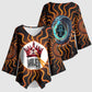 Wadjet Fiery Serpent Kimono Sleeve Blouse Egyptian Ankh Symbol in Dark Flame Protector Theme