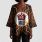 Wadjet Fiery Serpent Kimono Sleeve Blouse Egyptian Ankh Symbol in Dark Flame Protector Theme