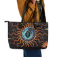 Wadjet Fiery Serpent Leather Tote Bag Egyptian Ankh Symbol in Dark Flame Protector Theme