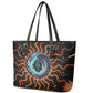 Wadjet Fiery Serpent Leather Tote Bag Egyptian Ankh Symbol in Dark Flame Protector Theme