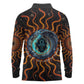 Wadjet Fiery Serpent Long Sleeve Polo Shirt Egyptian Ankh Symbol in Dark Flame Protector Theme