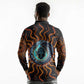Wadjet Fiery Serpent Long Sleeve Polo Shirt Egyptian Ankh Symbol in Dark Flame Protector Theme