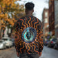 Wadjet Fiery Serpent Long Sleeve Shirt Egyptian Ankh Symbol in Dark Flame Protector Theme