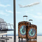 Wadjet Fiery Serpent Luggage Cover Egyptian Ankh Symbol in Dark Flame Protector Theme
