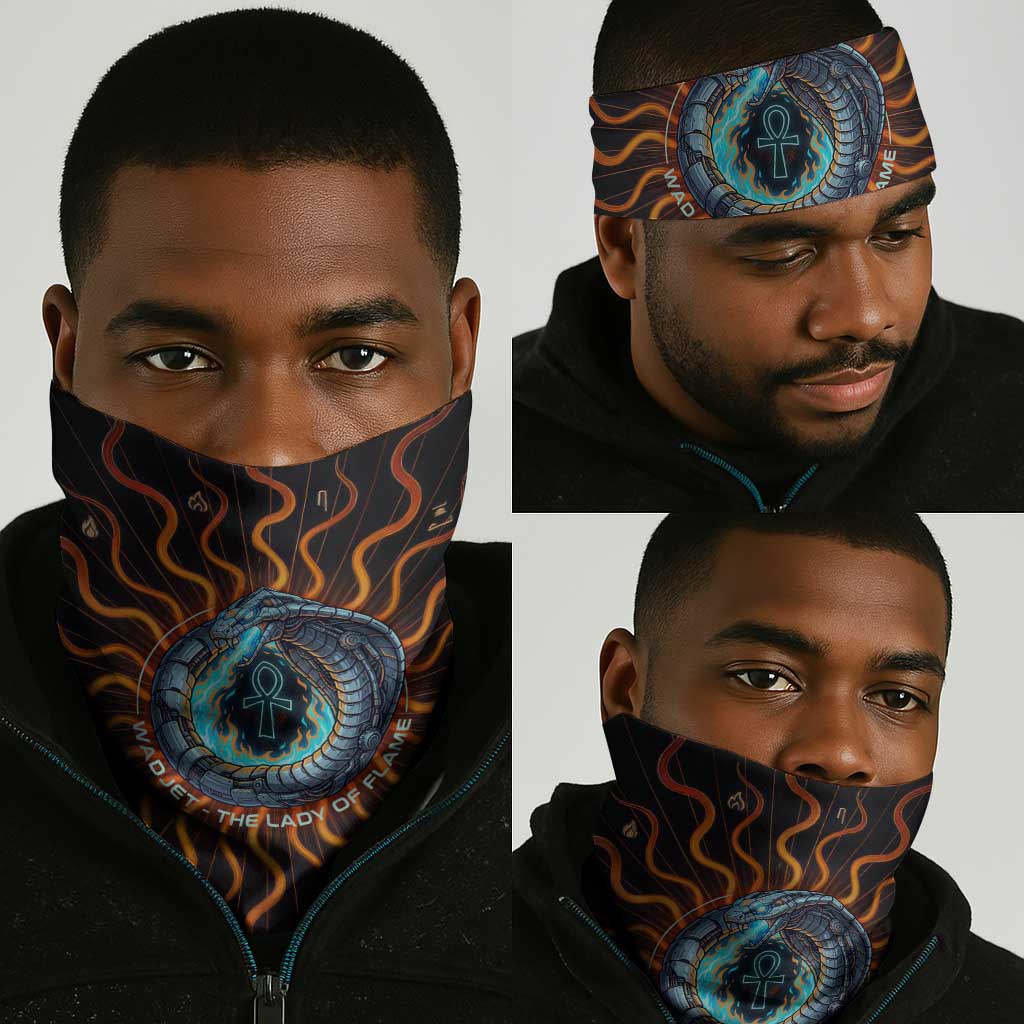 Wadjet Fiery Serpent Neck Gaiter Egyptian Ankh Symbol in Dark Flame Protector Theme
