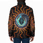 Wadjet Fiery Serpent Padded Jacket Egyptian Ankh Symbol in Dark Flame Protector Theme