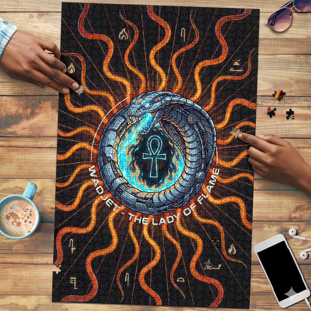 Wadjet Fiery Serpent Puzzle Egyptian Ankh Symbol in Dark Flame ...
