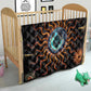 Wadjet Fiery Serpent Quilt Egyptian Ankh Symbol in Dark Flame Protector Theme