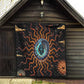 Wadjet Fiery Serpent Quilt Egyptian Ankh Symbol in Dark Flame Protector Theme