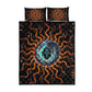 Wadjet Fiery Serpent Quilt Bed Set Egyptian Ankh Symbol in Dark Flame Protector Theme