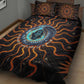 Wadjet Fiery Serpent Quilt Bed Set Egyptian Ankh Symbol in Dark Flame Protector Theme