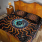Wadjet Fiery Serpent Quilt Bed Set Egyptian Ankh Symbol in Dark Flame Protector Theme