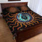 Wadjet Fiery Serpent Quilt Bed Set Egyptian Ankh Symbol in Dark Flame Protector Theme