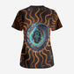 Wadjet Fiery Serpent Scrub Top Egyptian Ankh Symbol in Dark Flame Protector Theme
