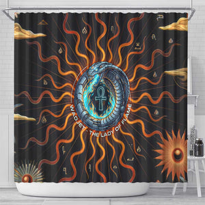 Wadjet Fiery Serpent Shower Curtain Egyptian Ankh Symbol in Dark Flame Protector Theme